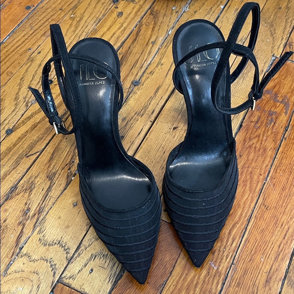 Jennifer Lopez Black Strappy Heels